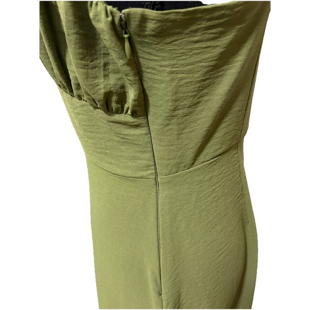 Forever 21 Olive Green Midi Dress L Sweetheart Button Front Cottagecore - Picture 9 of 9